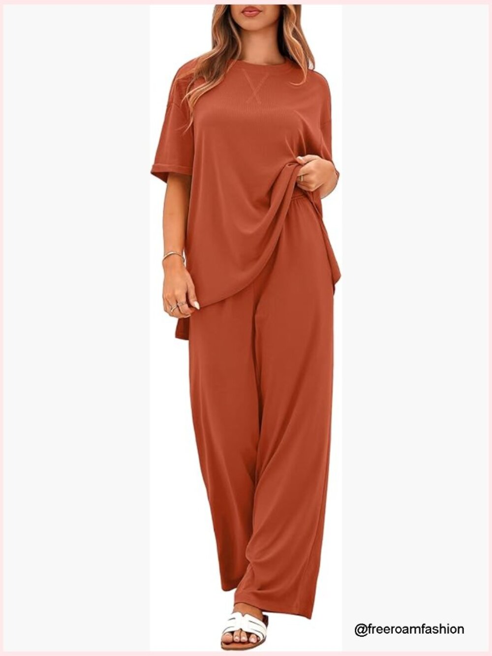 Women's Two Piece Lounge Set Oversized Short Sleeve Travel Outfit
